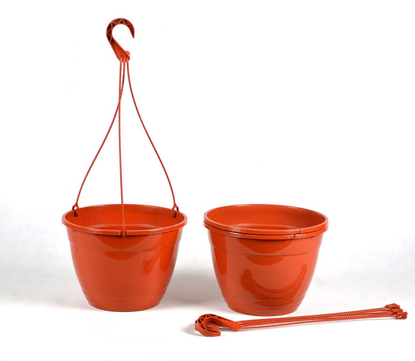 Кашпо подвесное с дренажной вставкой, терра, ø 27см, высота 20.4см, объём 7л. [IK-7]