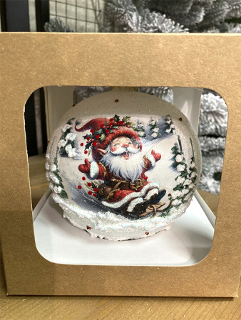 Шар елочный стекл. декупаж 12 см, [DQ5]