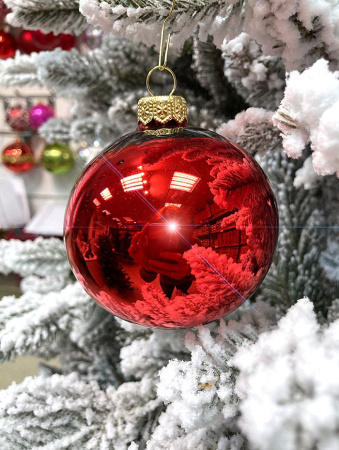 Шар елочный стекл. "Глянцевый" 8 см, [24]