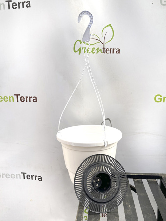 Кашпо Лира подвесное с дренажной вставкой, белое, ø 27см, высота 20.4см, объём 7л. [IK-7]