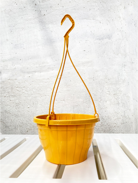 Кашпо подвесное, жёлтое, ø 23см, высота 14см, объём 3.7л