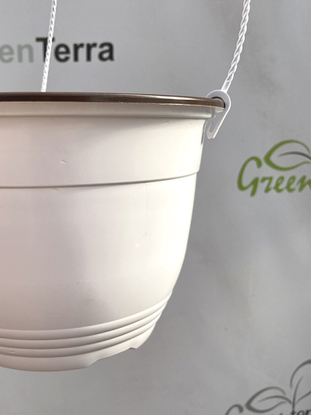 Кашпо подвесное, белое, ø 22см, высота 15см, объём 3.5л. формованное