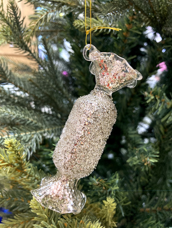 Игрушка елочная стекл. Конфета 9см [52331]