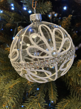 Шар елочный стекл. "Праздничный цветок" 6см