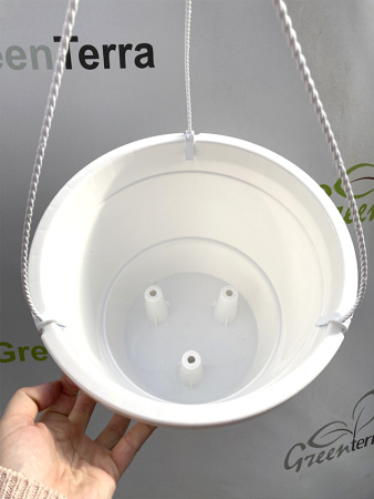 Кашпо Лира подвесное с дренажной вставкой, белое, ø 27см, высота 20.4см, объём 7л. [IK-7]