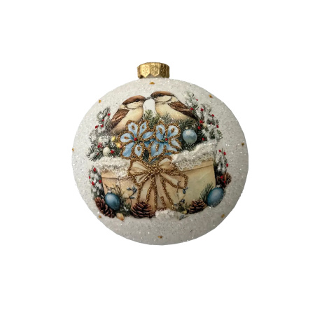 Шар елочный стекл. декупаж 12 см, [DQ4]