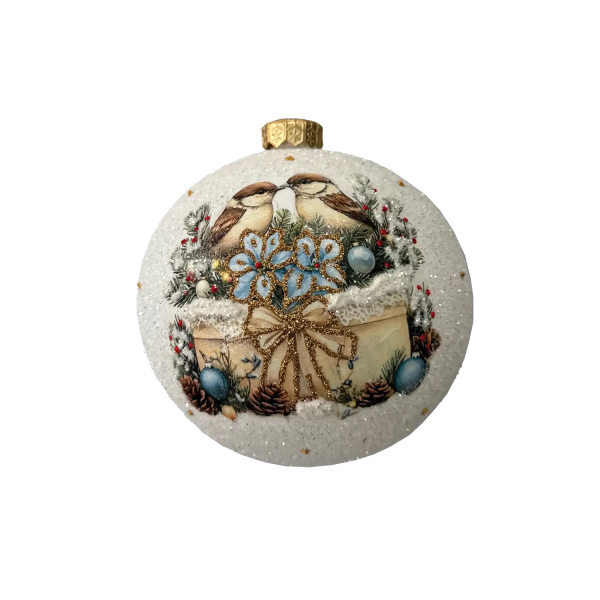 Шар елочный стекл. декупаж 12 см, [DQ4]
