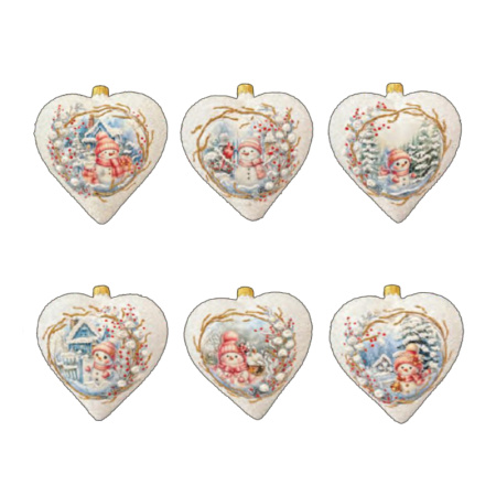 Игрушка елочная стекл. "Сердце" декупаж 12см [DQ8]