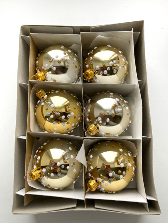 Набор шаров пластик. декор №8 разные цвета, 6см / 8см / 10см Шар пластиковый декорированный