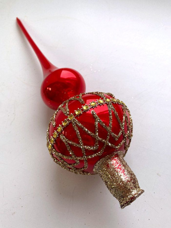 Верхушка стеклянная на елку, декорированная