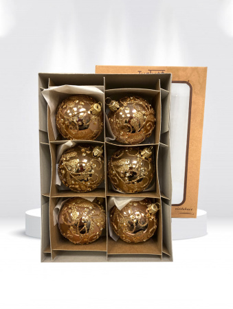 Набор шаров пластик. декор №4 разные цвета, 6см / 8см / 10см Шар пластиковый декорированный