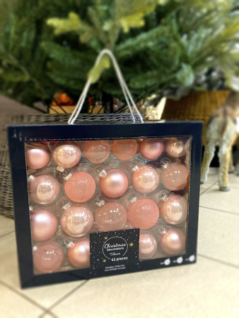 Набор шаров елочных стекл. Color Symphony: Розовый бутон,  5-7см, 42шт [9149255]