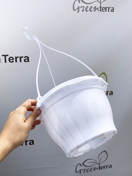 Кашпо подвесное, белое, ø 21см, высота 13см, объём 2.5л.