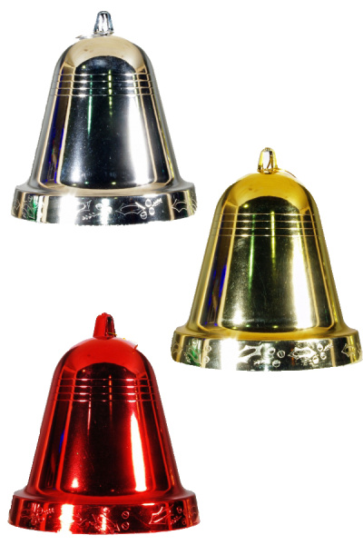 Украшение для больших ёлок "Колокольчик глянцевый" 12.5см, разные цвета