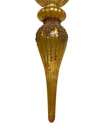 Игрушка елочная стекл. капля с античным золотым блеском 26 см [63484]