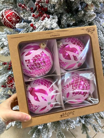 Набор шаров пластик. декор №7 разные цвета, 6см /  8см / 10см Шар пластиковый декорированный