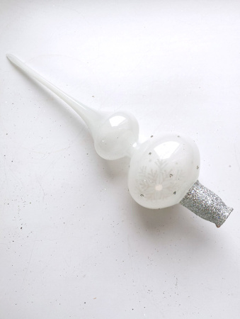 Верхушка стеклянная на елку, декорированная