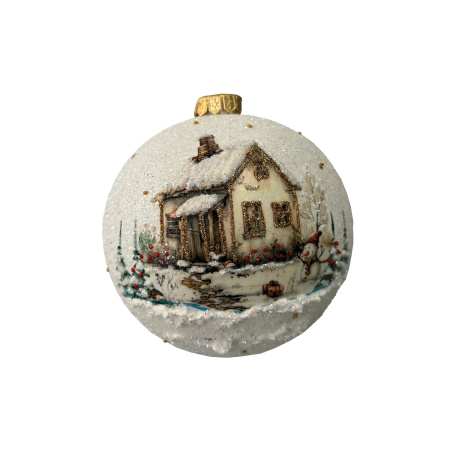 Шар елочный стекл. декупаж 12 см, [DQ3]