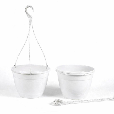 Кашпо подвесное с дренажной вставкой, белое, ø 27см, высота 20.4см, объём 7л. [IK-7]