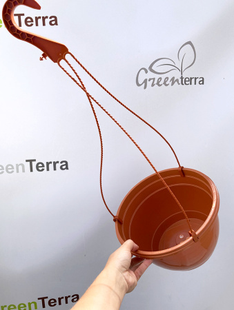 Кашпо подвесное, терракотовое, ø 25см, высота 15см, объём 5л.