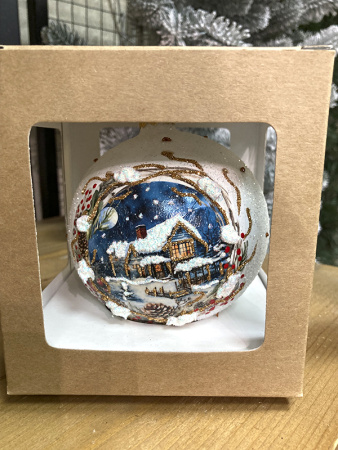 Шар елочный стекл. декупаж 10 см, [DQ6]