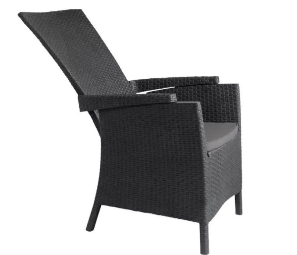 Кресло из искусственного ротанга Vermont с наклонной спинкой, графит [238452]