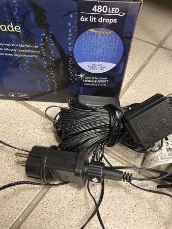 Светодиодная гирлянда "Мерцающий каскад" 2мх6шт, 480LED, 8 режимов, IP-44, цв.холод. белый [493469]