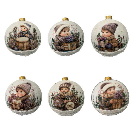 Шар елочный стекл. декупаж 12 см, [DQ2]