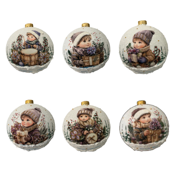 Шар елочный стекл. декупаж 12 см, [DQ2]