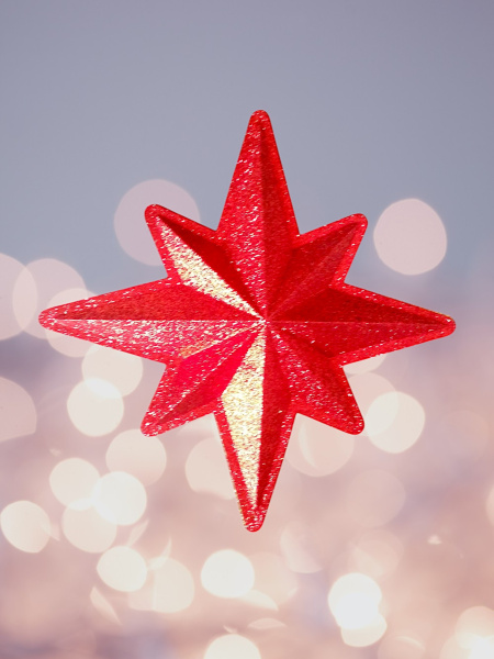 Украшение для больших ёлок "Звезда из двух половин" парча 30см