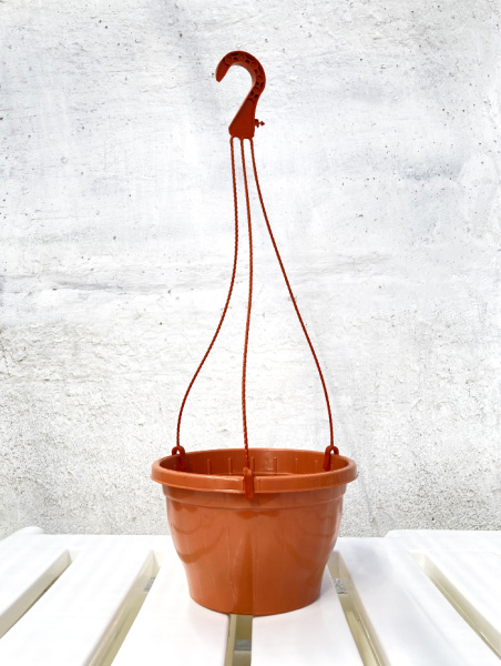 Кашпо подвесное, терракотовое, ø 23см, высота 14см, объём 3.7л.