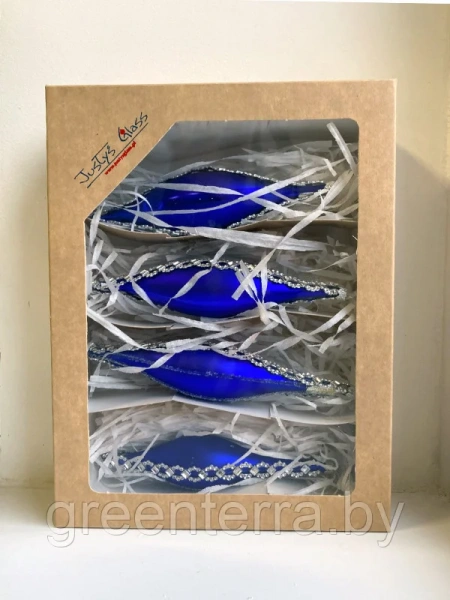 Сосулька стеклянная синяя со стразами Сосулька стеклянная синяя со стразами
