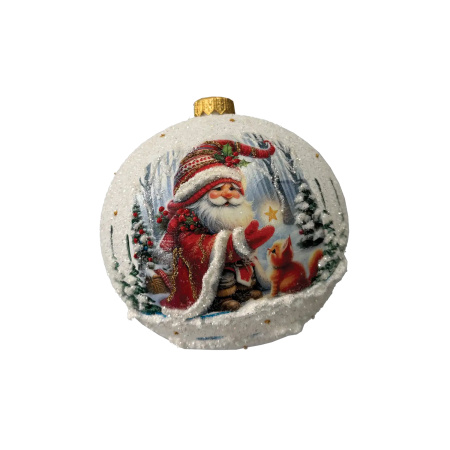 Шар елочный стекл. декупаж 12 см, [DQ5]