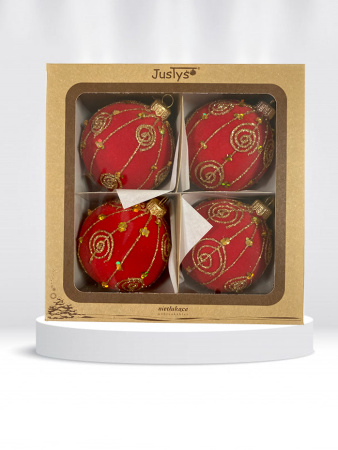 Набор шаров пластик. декор №19 разные цвета, 10см Набор шаров пластик. декор №19 разные цвета, 10см