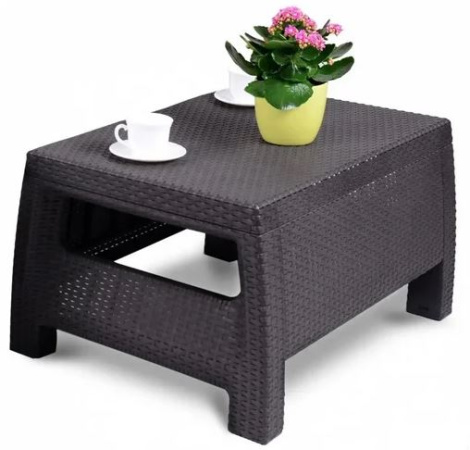 Журнальный столик из искусственного ротанга CORFU TABLE, графитовый [241945]