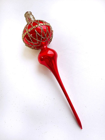 Верхушка стеклянная на елку, декорированная