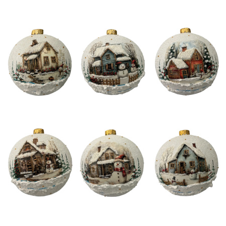 Шар елочный стекл. декупаж 12 см, [DQ3]