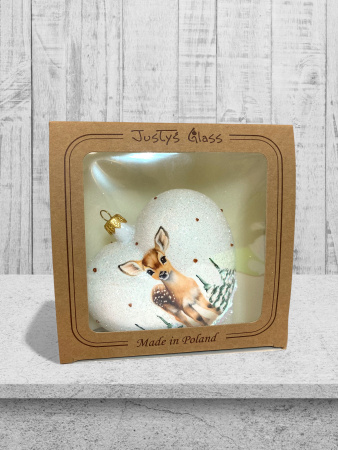 Игрушка елочная стекл. "Сердце" декупаж 12см [DQ7]