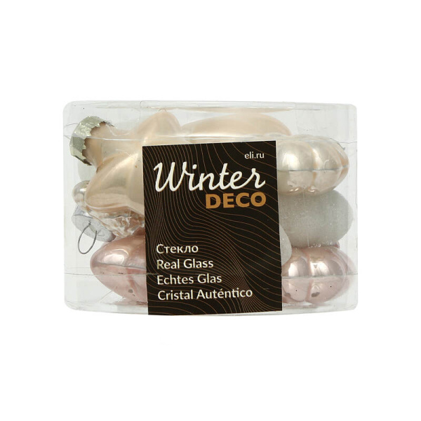 Набор стекл. елочных игрушек "Жемчужная Нежность" 4-5 см, 12 шт
