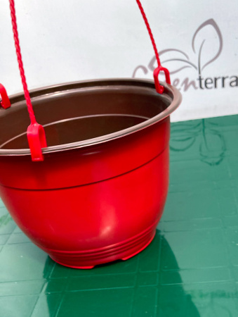 Кашпо подвесное, красное, ø 22см, высота 15см, объём 3.5л., формованное