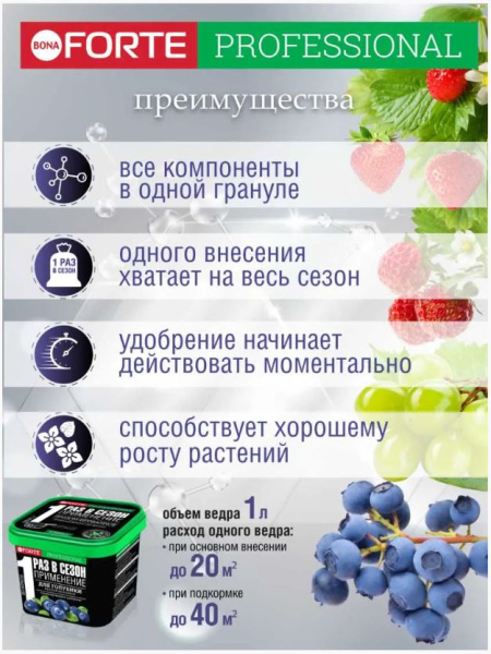 Удобрение Bona Forte для голубики с биодоступным кремнием, 1л