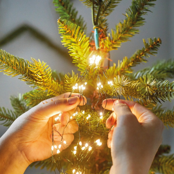 Гирлянда Лучи Росы, 12 нитей, 408 теплых белых микро LED с мерцанием [496141]