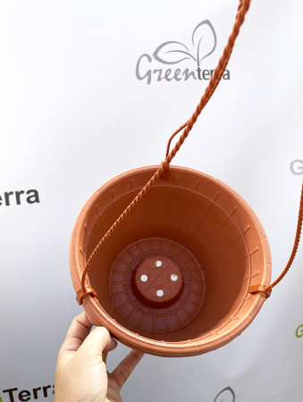 Кашпо подвесное, терракотовое, ø 23см, высота 14см, объём 3.7л.