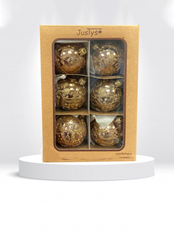 Набор шаров пластик. декор №4 разные цвета, 6см / 8см / 10см Шар пластиковый декорированный