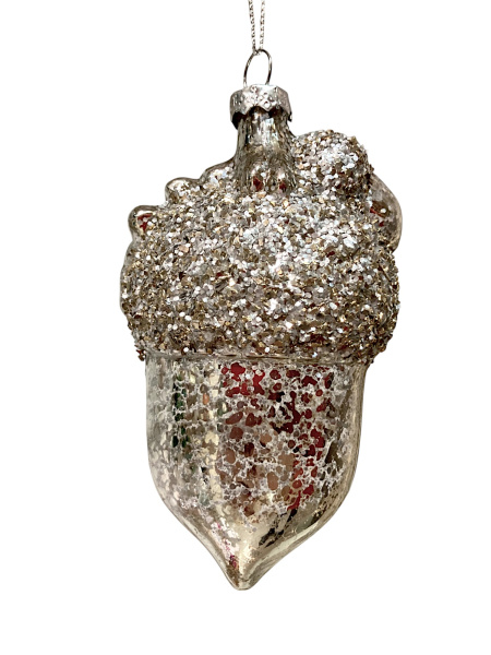 Игрушка елочная стекл. Желудь 11см [65698]