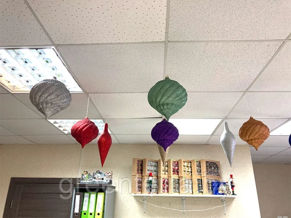 Украшение для больших елок "Юла" 15см, парча разных цветов