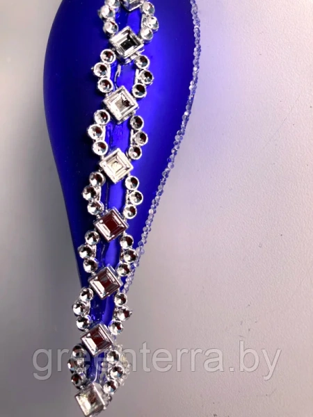 Сосулька стеклянная синяя со стразами Сосулька стеклянная синяя со стразами