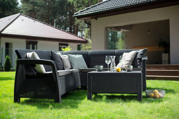 Комплект мебели из искусственного ротанга Corfu Relax Set, графит [227816]