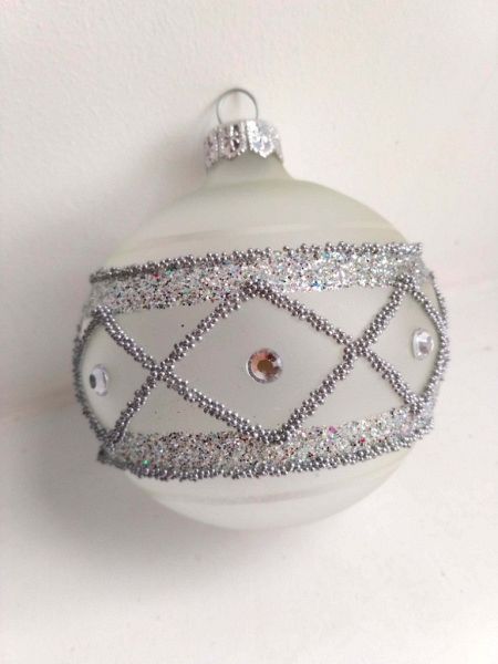 Шар елочный стекл. "Вязаный узор" 8см Шар елочный стекл. "Вязаный узор" 8см