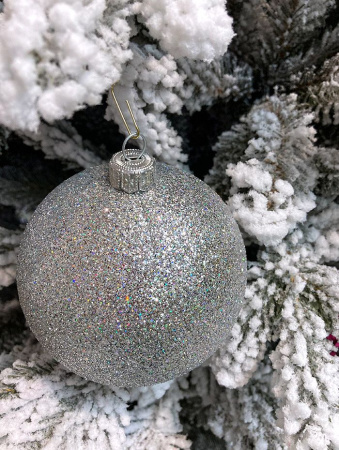 Шары пластиковые, парча серебро